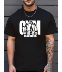 Sporda Günlük Hayata Giyilebilir GYM Baskılı Oversize Bisiklet Yaka Erkek T-shirt - Siyah