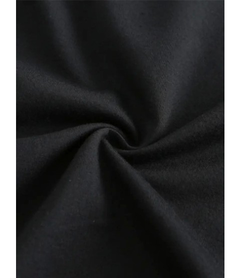 Baskılı Oversize Bisiklet Yaka T-shirt - Siyah