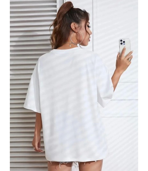 New York Baskılı Oversize Bisiklet Yaka T-shirt - Beyaz New York Baskılı Oversize Bisiklet Yaka T-shirt - Beyaz