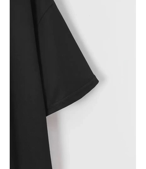 New York Baskılı Oversize Bisiklet Yaka T-shirt - Siyah New York Baskılı Oversize Bisiklet Yaka T-shirt - Siyah