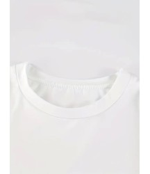 Baskılı Oversize Bisiklet Yaka T-shirt - Beyaz