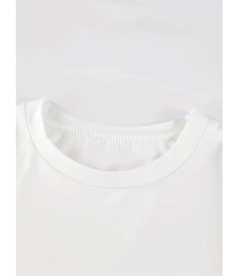 Baskılı Oversize Bisiklet Yaka T-shirt - Beyaz