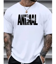 Baskılı Oversize Bisiklet Yaka T-shirt - Beyaz