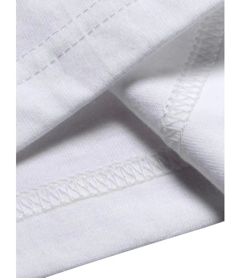 Baskılı Oversize Bisiklet Yaka T-shirt - Beyaz