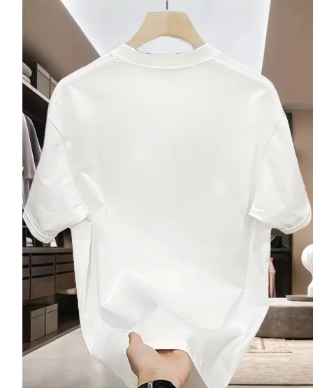 Baskılı Oversize Bisiklet Yaka T-shirt - Beyaz
