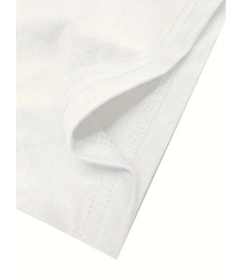 Baskılı Oversize Bisiklet Yaka T-shirt - Beyaz