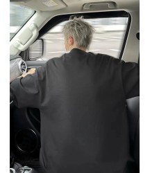 Baskılı Oversize Bisiklet Yaka T-shirt - Siyah