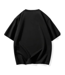 Baskılı Oversize Bisiklet Yaka T-shirt - Siyah