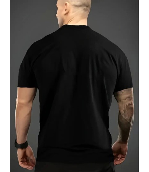 Baskılı Oversize Bisiklet Yaka T-shirt - Siyah