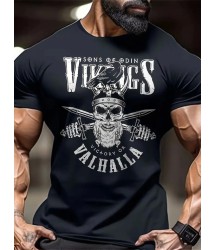 Baskılı Oversize Bisiklet Yaka T-shirt - Siyah