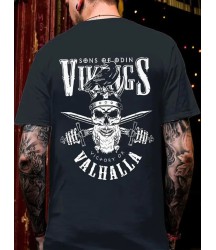 Baskılı Oversize Bisiklet Yaka T-shirt - Siyah