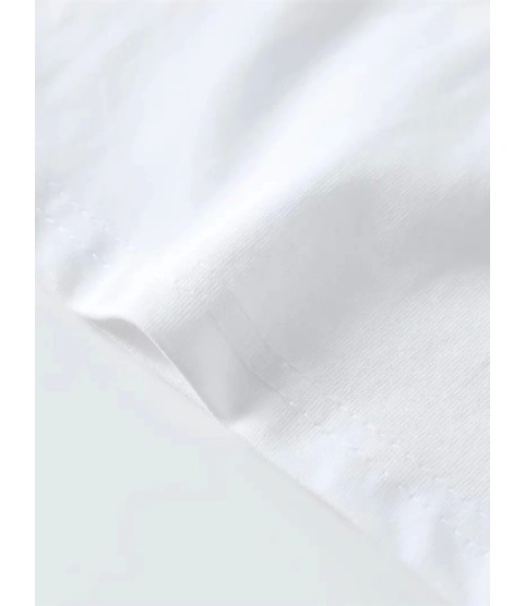 Baskılı Oversize Bisiklet Yaka T-shirt - Beyaz