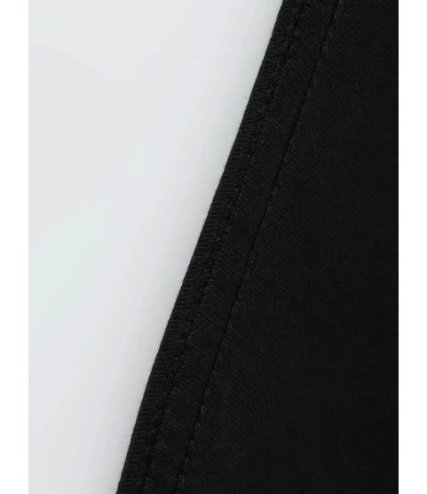 Baskılı Oversize Bisiklet Yaka T-shirt - Siyah