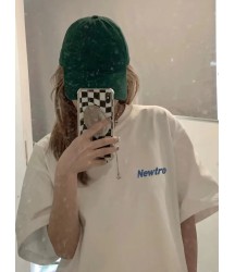 Baskılı Oversize Bisiklet Yaka T-shirt - Beyaz