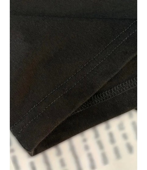 Baskılı Oversize Bisiklet Yaka T-shirt - Siyah