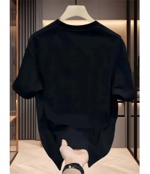 Baskılı Oversize Bisiklet Yaka T-shirt - Siyah