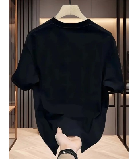 Baskılı Oversize Bisiklet Yaka T-shirt - Siyah
