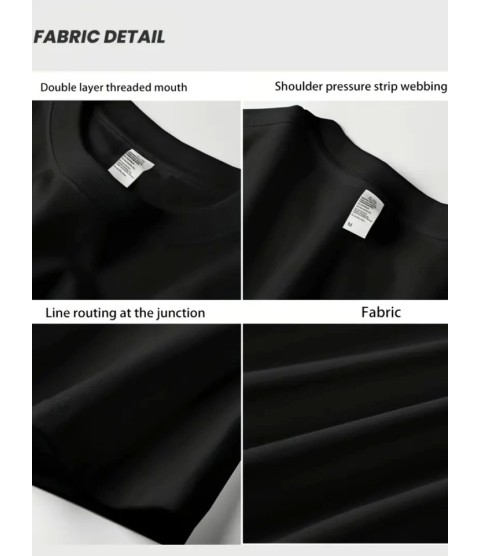 Baskılı Oversize Bisiklet Yaka T-shirt - Siyah