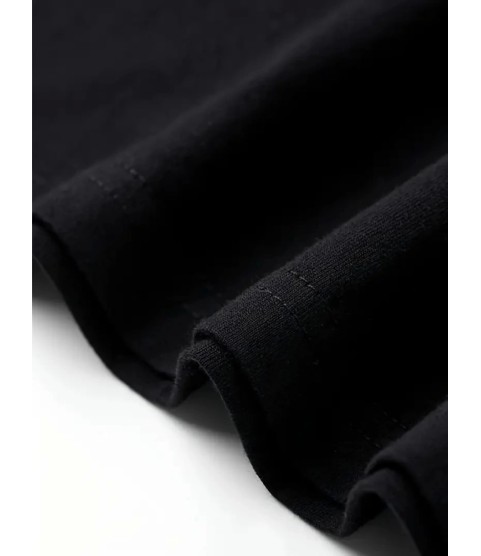Baskılı Oversize Bisiklet Yaka T-shirt - Siyah