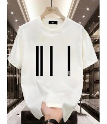 Baskılı Oversize Bisiklet Yaka T-shirt - Beyaz