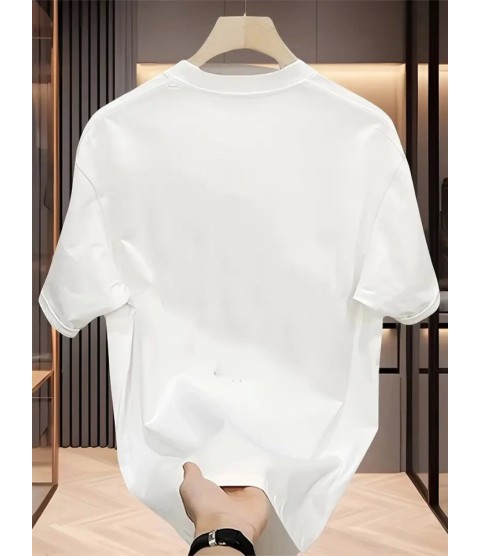 Baskılı Oversize Bisiklet Yaka T-shirt - Beyaz