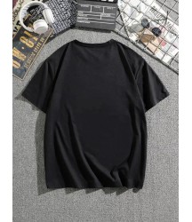 Erkek Dağ Grafikli Tişört, Yaz Için Büyük Beden Rahat T-shirt - Siyah