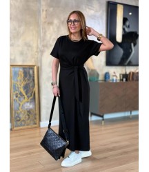 Kadın Kısa Kollu Bisiklet Yaka Yandan Bağlamalı Viskon Iki Iplik Elbise