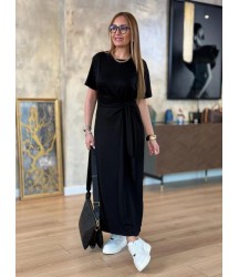 Kadın Kısa Kollu Bisiklet Yaka Yandan Bağlamalı Viskon Iki Iplik Elbise