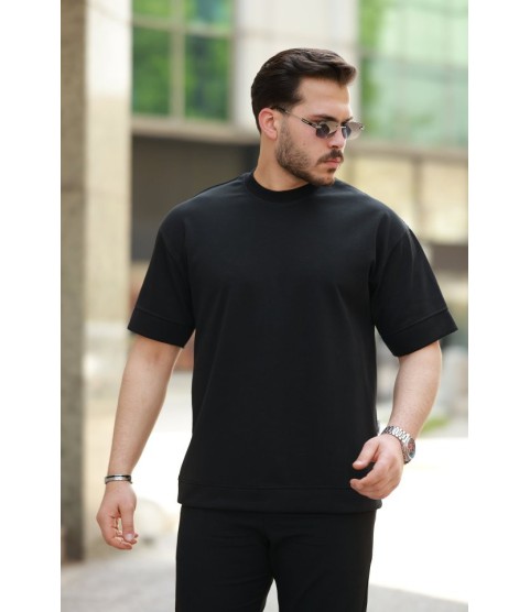 Erkek Basic Oversize Double Face Kumaş Kısa Kollu Tshirt