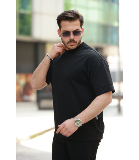 Erkek Basic Oversize Double Face Kumaş Kısa Kollu Tshirt