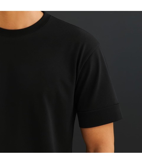 Erkek Basic Oversize Double Face Kumaş Kısa Kollu Tshirt