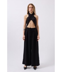 Düşük Bel Oversize Keten Pantolon