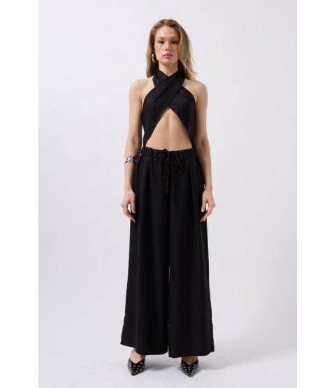Düşük Bel Oversize Keten Pantolon