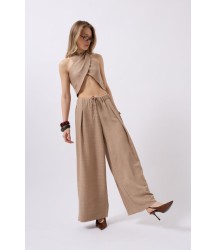 Düşük Bel Oversize Keten Pantolon
