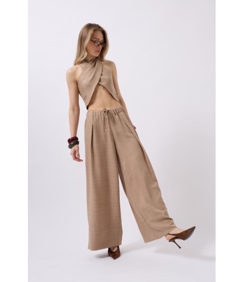 Düşük Bel Oversize Keten Pantolon
