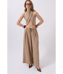 Düşük Bel Oversize Keten Pantolon