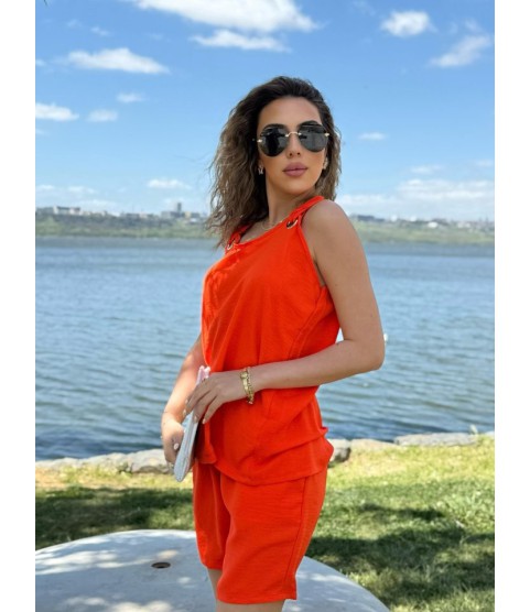 Kadın Kolsuz V Yaka Kuş Gözü Detay Bluz Short Aerobin Ikili Takım Kadın Kolsuz V Yaka Kuş Gözü Detay Bluz Short Aerobin Ikili Takım