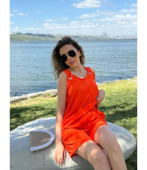 Kadın Kolsuz V Yaka Kuş Gözü Detay Bluz Short Aerobin Ikili Takım Kadın Kolsuz V Yaka Kuş Gözü Detay Bluz Short Aerobin Ikili Takım