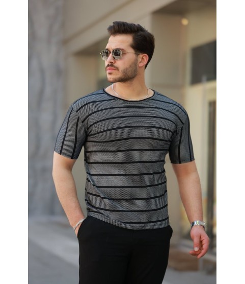 Erkek Petek Desenli Kısa Kollu T-shirt