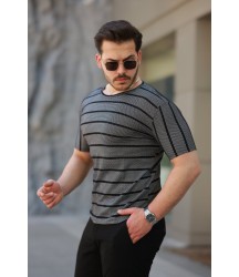 Erkek Petek Desenli Kısa Kollu T-shirt