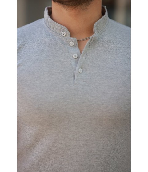 Erkek Hakim Yaka Dokuma Pamuklu Kumaş Kısa Kollu T-shirt