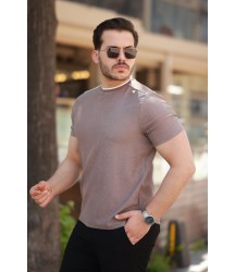 Erkek Omuzlar çizgi Detaylı Kısa Kollu T-shirt