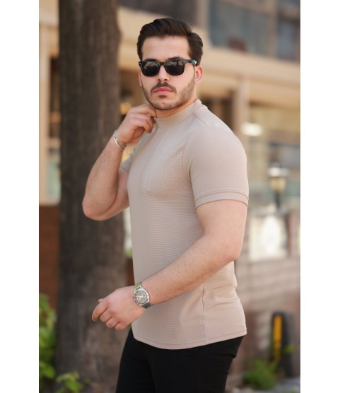 Erkek Yarım Balıkçı Yaka Kısa Kollu T-shirt