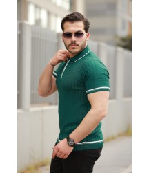 Erkek Fermuarlı Yakalı Kısa Kollu T-shirt