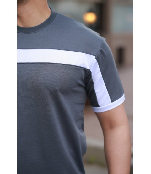 Erkek şerit Detaylı Kısa Kollu T-shirt