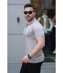 Erkek Yakalı Kagi Kumaş Kısa Kollu T-shirt