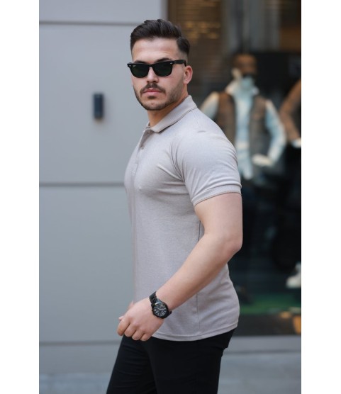 Erkek Yakalı Kagi Kumaş Kısa Kollu T-shirt