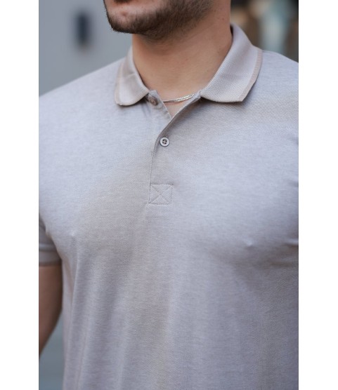 Erkek Yakalı Kagi Kumaş Kısa Kollu T-shirt