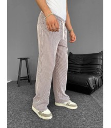 Su Yolu Çizgili Cepli Pantalon - Kahverengi