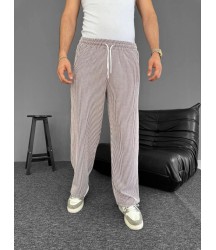 Su Yolu Çizgili Cepli Pantalon - Kahverengi